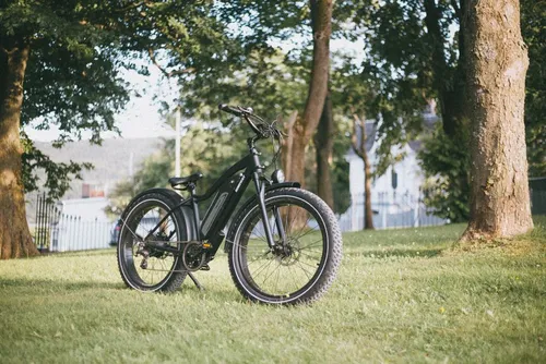Modern e-bike parked in a sunlit Tirana park